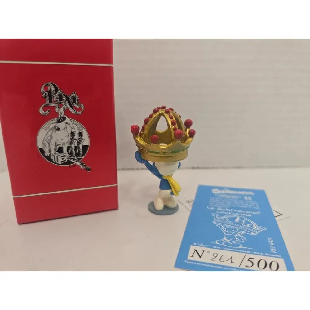 Pixi Mini, Smurf with King Crown in Box with numbered COA from France
